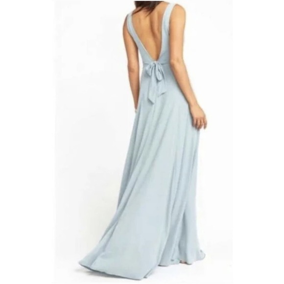 Show Me Your Mumu Jenn Maxi‎ Dress in Silver Sage Crisp Blue V Neck| XXS | NWT - Picture 6 of 15
